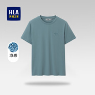 海瀾之家（HLA）短袖t恤男夏季時(shí)尚印花百搭圓領(lǐng)短T打底上衣男裝潮牌休閑體恤衫男 淺藍(lán)96(涼感抗菌防螨) XL 180/96A
