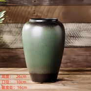 景德鎮(zhèn)陶瓷花瓶擺件客廳插花落地高級(jí)感種花盆大復(fù)古陶罐水養(yǎng)中式 綠森林中號(hào)【暗綠色】可水培