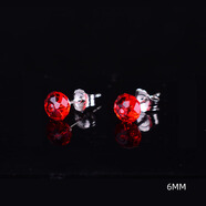 中赤純銀耳釘女精致閃亮奧地利水晶6MM耳飾日韓風(fēng)格簡(jiǎn)約時(shí)尚森系耳環(huán) 6MM紅色純銀耳釘