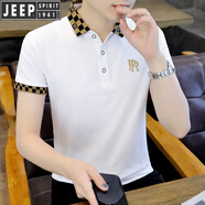 吉普（JEEP）POLO.衫男短袖t恤翻領(lǐng)男裝夏季潮流半袖純棉上衣2025夏季國際品牌 TX1108白色 (95純棉) 2XL (135-150斤)