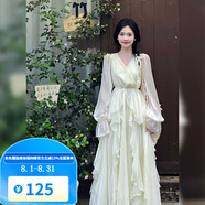梵奧格（FANAOGE）禮服裙子平時(shí)可穿宴會(huì )高檔2023年早秋新款初戀感公主裙女溫文爾雅 奶白色 M