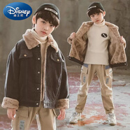 迪士尼（Disney）男童加絨外套中大童棉服韓版加厚燈芯絨棉衣兒童洋氣季男孩裝 深灰色純棉燈芯絨 110 建議身高100-110cm