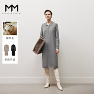 麥檬MM23年秋冬新款時(shí)尚復古針織長(cháng)袖連衣裙女5EB993861 淺灰紐扣5EB993862 M