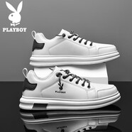 花花公子（PLAYBOY）男鞋子男2025夏季板鞋男士百搭休閑鞋男款運(yùn)動小白鞋 白灰 41