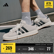 adidas「面包鞋」GRAND COURT BASE 00s休閑低幫板鞋男女阿迪達(dá)斯   奇跡礬土棕/黑色/漢玉白   42.5