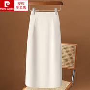 皮爾卡丹（pierre cardin）西裝面試半身裙女春夏中長款小個(gè)子過膝包臀裙高腰開叉職業(yè)一步裙 米白色 2XL