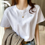 安踏（ANTA）純棉t恤女2025夏季新款運(yùn)動(dòng)透氣簡(jiǎn)約休閑寬松圓領(lǐng)短袖體恤女 -1雪花白【男女同款】 L /175 【女生建議拍小一碼】