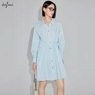 伊芙麗（eifini）蔣欣代言【商場(chǎng)同款】薄荷漫波氣質(zhì)淑女設計感連衣裙女秋新款裙 鈷藍 L 165/88A