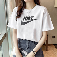 耐克（NIKE）棉短袖男裝女裝2026夏季半袖運動(dòng)服圓領(lǐng)體恤休閑大碼T恤 白色/LOGO/女裝貨號 S