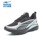 鴻星爾克（ERKE）運動鞋女網(wǎng)面軟底透氣減震跳繩瑜伽健身女子跑鞋 正黑/霧霾淺藍 35