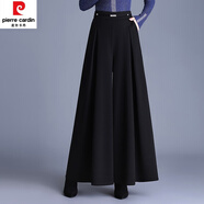 皮爾卡丹（pierre cardin）氣質(zhì)垂感毛呢闊腿褲裙女士高腰2024年秋冬季新款寬松遮肉大腳裙褲 黑色 M 體重90-102斤內