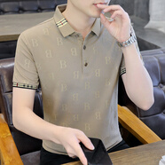朗光夏季翻領(lǐng)POLO短袖T恤男修身潮流半截袖夏天潮牌男裝衣服上衣體恤 Y3619 卡其色 2XL