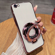 歐米滋蘋果6plus手機(jī)殼iphone6S透明保護(hù)硅膠套6splus全包防摔6s軟殼6超薄六puls男女i6高級(jí)感帶支架新款 【玫瑰金】透明電鍍+全屏膜+同款支架 iPhone6sPlus