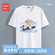 名創(chuàng)優(yōu)品（MINISO）冰絲短袖t恤男士夏季涼感透氣半袖學生休閑百搭男裝運動速干衣服 白色(m蔚藍雪山) L 175(體重120-140斤左右)
