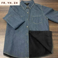 FR.YH.ZH常熟加絨牛仔襯衫女秋冬寬松設(shè)計(jì)感疊穿上衣休閑加厚襯衣外套 2號(hào)開叉復(fù)古藍(lán)加絨【 現(xiàn)貨】(加 M 90-115斤