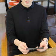 zzang&ins輕奢高端品牌短袖POLO衫男裝夏季新款 t恤寬松長(cháng)袖商務(wù)休閑上衣服 A581黑色（長(cháng)-袖） 2XL （建議145-165斤）
