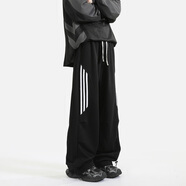 黎依奴（LISLAVE）潮牌休閑褲男女2024秋季新款寬松直筒運(yùn)動(dòng)長(zhǎng)褲子美式重磅情侶衛(wèi)褲 黑色 S