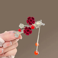 歐陽(yáng)先生感紅色玫瑰花水鉆櫻桃抓夾韓版可愛(ài)流蘇發(fā)夾女半扎發(fā)發(fā)卡頭飾 X415花朵發(fā)夾