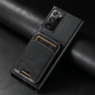 錦灝 三星Note20 Ultra手機(jī)殼背插卡支架note20全包防摔保護(hù)套商務(wù)高檔個(gè)性簡約男女皮套 復(fù)古油蠟皮【黑色】 三星Note20
