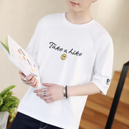 雪德雅（XUEDEYA）中袖t恤男七分袖新款t恤男士短袖韓版寬松 白色705 2XL