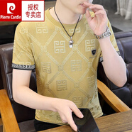 皮爾卡丹（pierre cardin）夏季冰絲t恤男短袖潮流時尚休閑2025新款速干薄款半袖體恤針 黃色 2109 M (建議90-100斤)