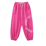 魅樂(lè )凱女童爵士舞春秋潮服兒童露臍街舞服裝套裝女孩時(shí)髦模特走秀演出服 粉色字母長(cháng)褲 （尺碼標準） 130 （尺碼正常）