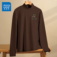 真維斯（JEANSWEST）打底衫女加絨長(cháng)袖秋冬季新款保暖秋衣內搭立領(lǐng)上衣服休閑女裝 咖啡 劈叉兔_K L