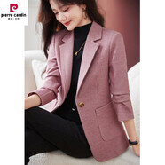 皮爾卡丹PIERRE CARDIN毛呢小西裝外套女2025春季新款氣質(zhì)復古休閑職業(yè)短外套保暖時(shí)尚女 藕粉色西裝 4XL