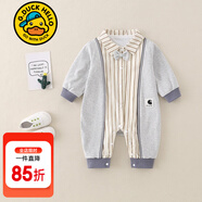 G.duck小黃鴨嬰兒衣服春秋款新生兒連體衣帥氣兒童裝男寶寶周歲禮服假兩 花灰色小狗25007【春秋款】 90cm 90碼建議1~2歲【 80-】cm