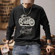大衛(wèi)山（dave hill）日系原創(chuàng)280克重磅純棉圓領(lǐng)長袖T恤男士春秋潮牌印花內(nèi)搭打底 黑色 M