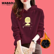 WABAOLI連帽衛衣女秋冬季新款時(shí)尚百搭舒適保暖加絨加厚設計刺繡長(cháng)袖外套 安可拉紅色【E23_愛(ài)心女孩 加絨 L 建議體重【90-110斤】
