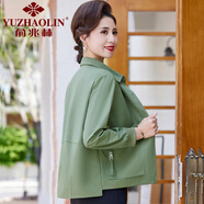 俞兆林（YUZHAOLIN）媽媽春秋外套時(shí)尚薄款上衣2025新款中老年女士秋裝短款襯衣夾克衫 綠色 XL (參考90-105斤)
