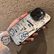 妙之選創(chuàng  )意吉他適用蘋(píng)果15手機殼iPhone14promax防摔13帥氣12/11/8plus 彩銀IMD-黑色-GH062英文吉他 其他型號咨詢(xún)客服
