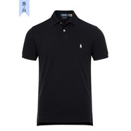 RRL拉夫勞倫Ralph Lauren經(jīng)典小馬標(biāo)刺繡短袖翻領(lǐng)純棉保羅polo衫男夏 黑色·白標(biāo) L (建議170-185斤穿)