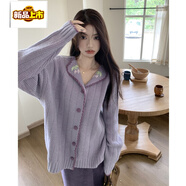 初徑2025新款歐貨重工鉤花紫色毛衣外套女早秋季大碼胖mm針織開(kāi)衫顯瘦 淺紫色上衣【早秋/初秋/秋季/秋裝/春秋/秋款/秋 M (80-100斤)【早秋/初秋/秋季/秋裝/春秋