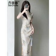 丹珠娜（DanZhuNa）新中式連衣裙女裝2025夏季新款氣質(zhì)改良國風(fēng)少女旗袍改良裙子夏天 1219旗袍裙（無飾品） 2XL