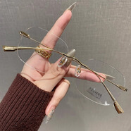 愛唯思 IWAYS許我耀眼許妍趙露思同款超輕無框近視眼鏡女金絲眼鏡鈦架可配度數(shù) 9008-金色框【升級鈦架】 無度數(shù) 防藍光鏡片（可退換）