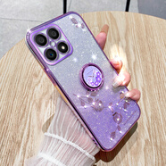 羅璐鷗OPPO A72手機(jī)殼女款軟殼硅膠殼oppoa72外殼支架全包防摔保護(hù)套女士水鉆花朵漸變閃粉電鍍保護(hù)殼 【漸變丁香紫】+指環(huán)支架+全屏鋼化膜 OPPO A72