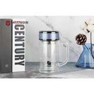 亞泰（YATAI）玻璃杯雙層水晶玻璃杯定制水杯子廣告印字logo帶手 360ml 4176-帶手柄辦公杯 301-400ml