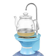 美能迪桶裝水燒水壺一體機電動(dòng)上水自動(dòng)抽水器帶加熱燒水器大桶水泡茶桶裝水飲水機底上水電熱水壺 藍色+玻璃壺+自動(dòng)上水帶加熱 1L