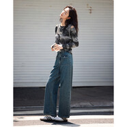 德瑪納【時(shí)髦露肩T恤】春秋不規則黑灰撞色個(gè)性洋氣修身上衣女