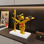 吉召暴力熊入戶門口鞋柜鑰匙收納玄關(guān)裝飾品擺件客廳家居喬遷新居禮品 金色旺旺狗