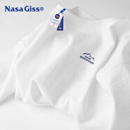 NASA GISS長(cháng)袖t恤男潮流圓領(lǐng)純棉打底衫寬松大碼情侶款上衣服 白色B 2XL