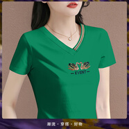 TAGD輕奢高端品牌 白色V領(lǐng)短袖T恤女2025夏季新款修身洋氣休閑體恤衫 白色 C XL 【110-120斤】