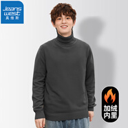 真維斯（JEANSWEST）毛衣男秋冬新款針織衫青少年針線衫內(nèi)搭保暖百搭純色打底衫毛線衫 深灰（加絨高領(lǐng)） M (推薦100-110斤)