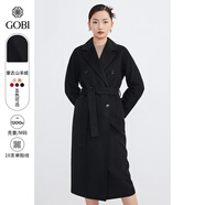 GOBI戈壁【七夕禮物】冬季高級感中長(cháng)款毛呢外套小個(gè)子女士大衣女風(fēng)衣 黑色81 XXS