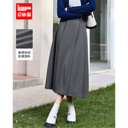 IEF/愛(ài)依服DNA系列2024新款秋季韓版純色高腰顯瘦氣質(zhì)通勤百搭單裙 深灰 S