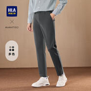海瀾之家（HLA）休閑褲男裝24年春秋季直筒微彈透氣輕商務(wù)系列簡約男士休閑長褲子 深灰3C L /175推薦70~74kg
