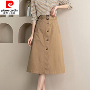 皮爾卡丹（pierre cardin）23年新款純棉A字裙女夏季新款韓版高腰中長款時尚氣質(zhì)今年流行半 卡其色 XL 120-130斤