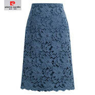 皮爾卡丹（pierre cardin）蕾絲半身裙子女春夏胖mm加肥加大碼洋氣百搭中裙子a字包臀裙200斤 深藍色 L 建議105-115斤
